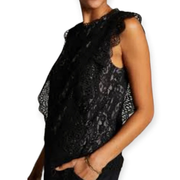 NWT Zara Lace Floral Blouse with Flutter Sleeves Small - Picture 1 of 16